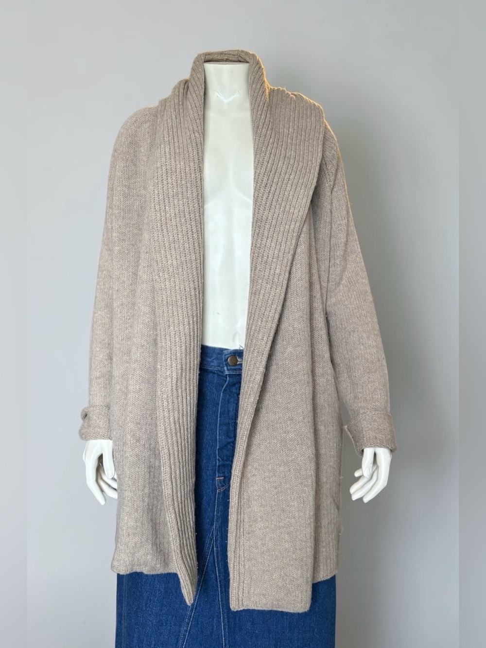 VINCE Wool & Yak Cardigan Coat Camel/Taupe Size M Chunky 50% Wool 50% Yak Fall